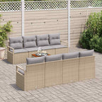 Conjunto de sofás de jardín 9 pcs Beige ratán sintético