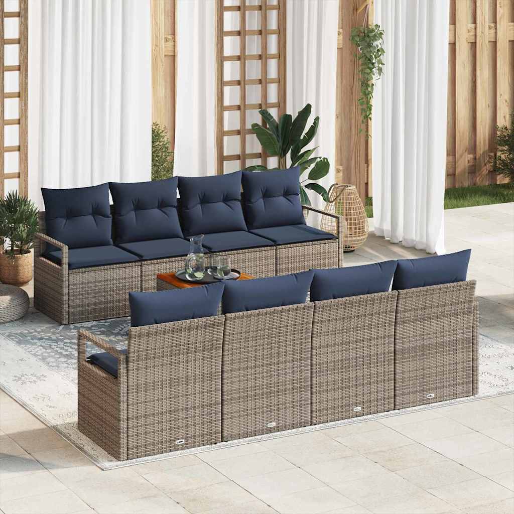 Conjunto de sofás de jardín 9 pcs Gris ratán sintético