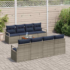 Conjunto de sofás de jardín 9 pcs Gris ratán sintético