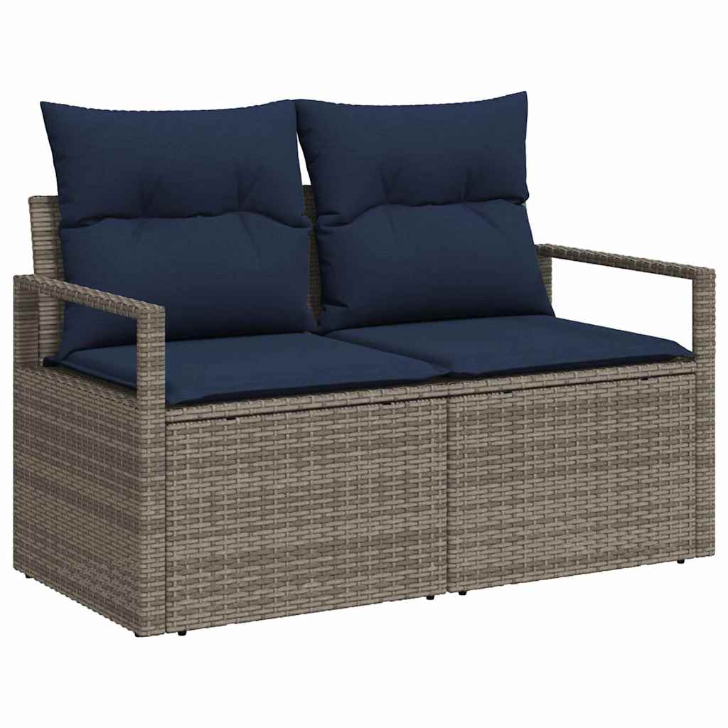 Conjunto de sofás de jardín 9 pcs Gris ratán sintético
