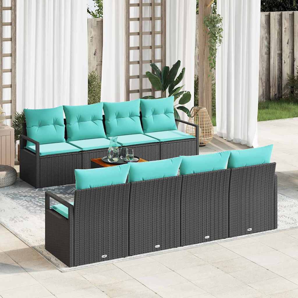 Conjunto de sofás de jardín 9 pcs Gris ratán sintético