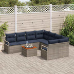 Conjunto de sofás de jardín 9 pcs Gris ratán sintético