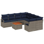 Conjunto de sofás de jardín 9 pcs Gris ratán sintético