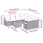Conjunto de sofás de jardín 9 pcs Negro ratán sintético
