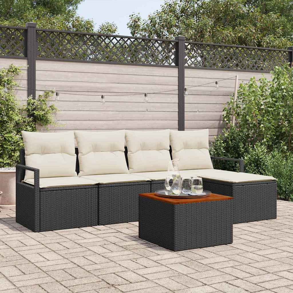 Conjunto de sofás de jardim 6 pcs Bege vime sintético