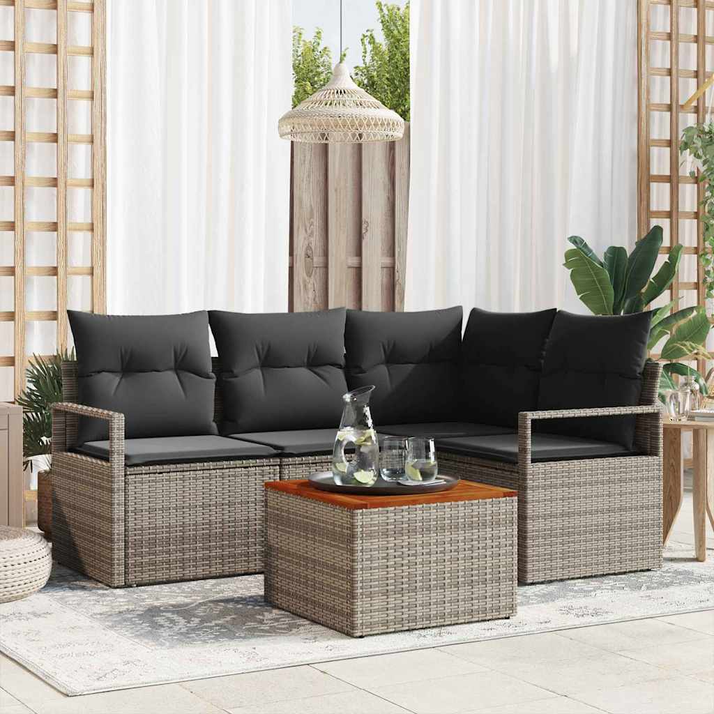 Conjunto de sofá de jardín 7 pcs Marrón ratán sintético