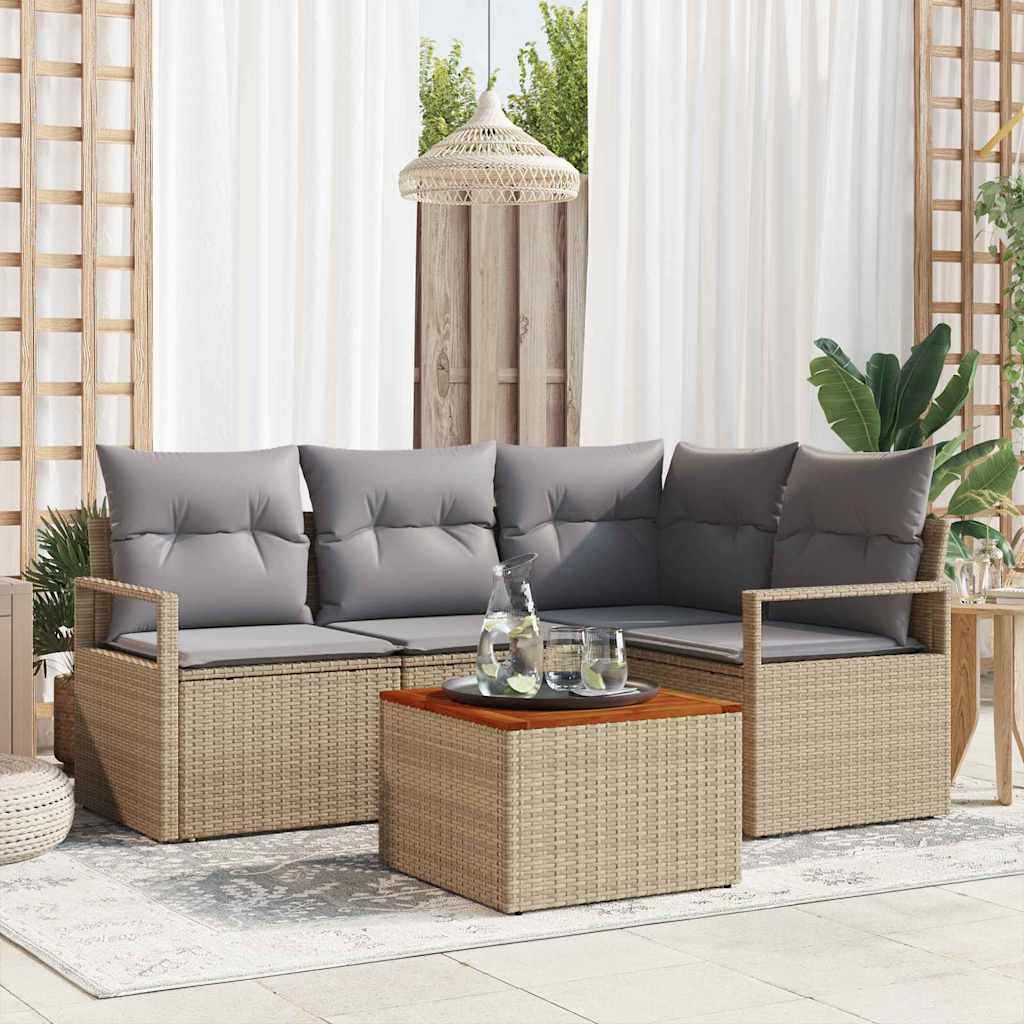 Conjunto de sofá de jardín 7 pcs Marrón ratán sintético