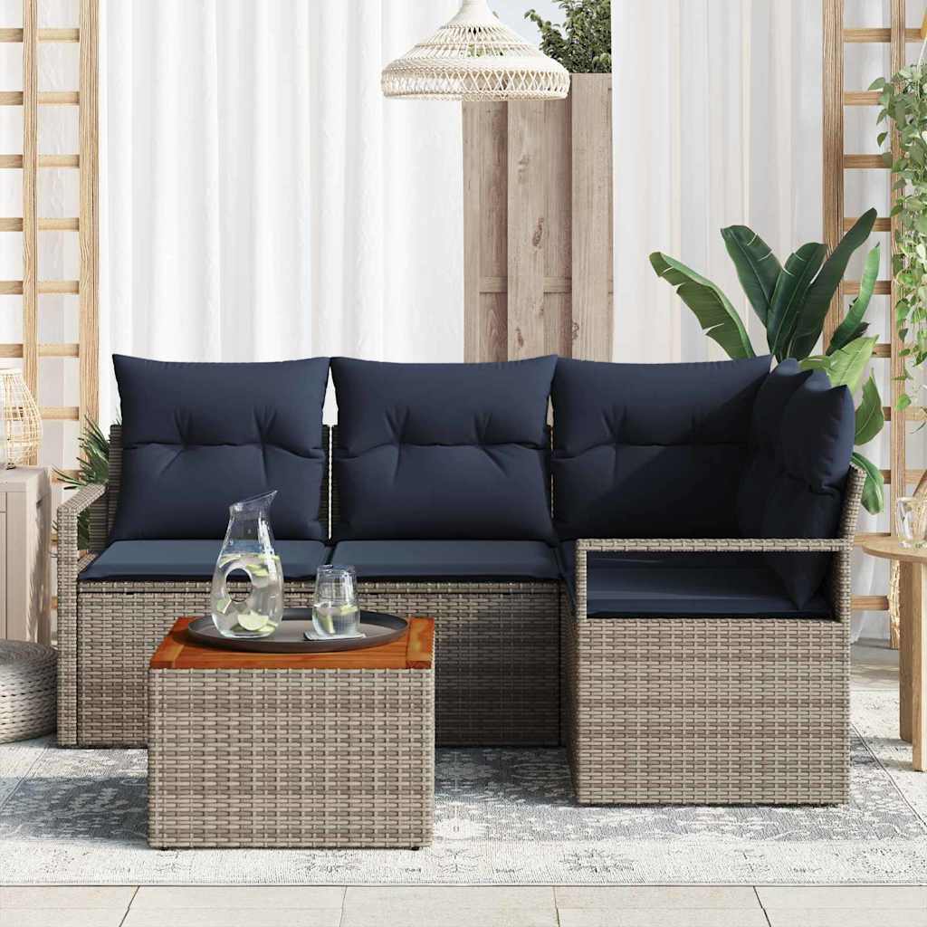 Conjunto de sofás de jardín 5 pcs Gris ratán sintético