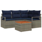 Conjunto de sofás de jardín 5 pcs Gris ratán sintético