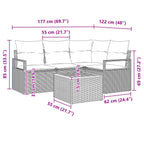 Conjunto de sofás de jardín 5 pcs Negro ratán sintético