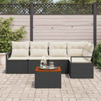 Conjunto de sofás de jardín 6 pcs Negro ratán sintético