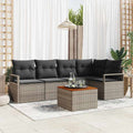 Conjunto de sofás de jardín 6 pcs Gris ratán sintético