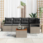 Conjunto de sofás de jardín 6 pcs Gris ratán sintético