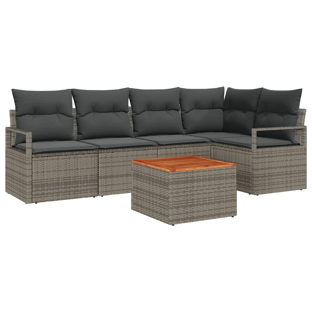 Conjunto de sofás de jardín 6 pcs Gris ratán sintético