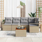 Conjunto de sofás de jardín 6 pcs Beige ratán sintético
