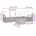 Conjunto de sofás de jardín 6 pcs Gris ratán sintético