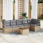 Conjunto de sofás de jardim 7 peças em vime sintético bege