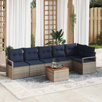 Conjunto de sofás de jardín 7 pcs Gris ratán sintético
