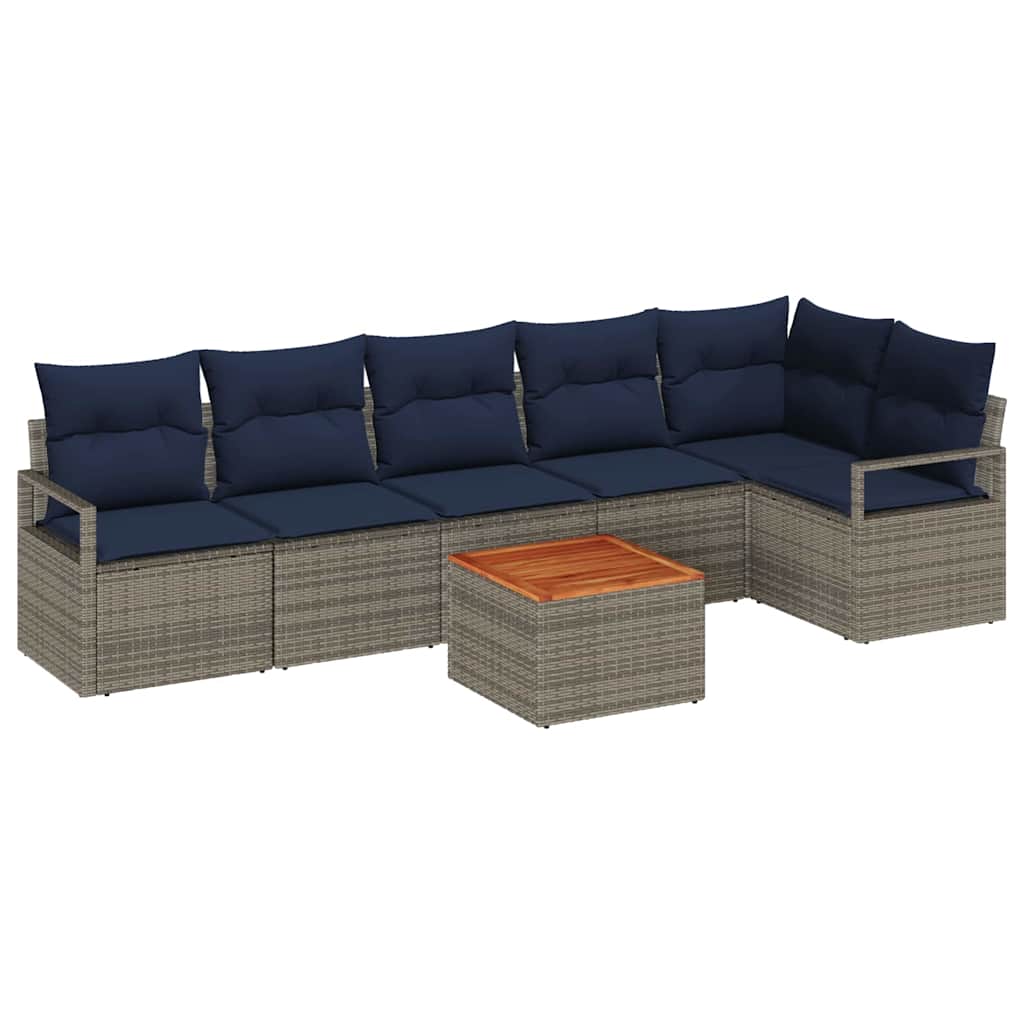 Conjunto de sofás de jardín 7 pcs Gris ratán sintético