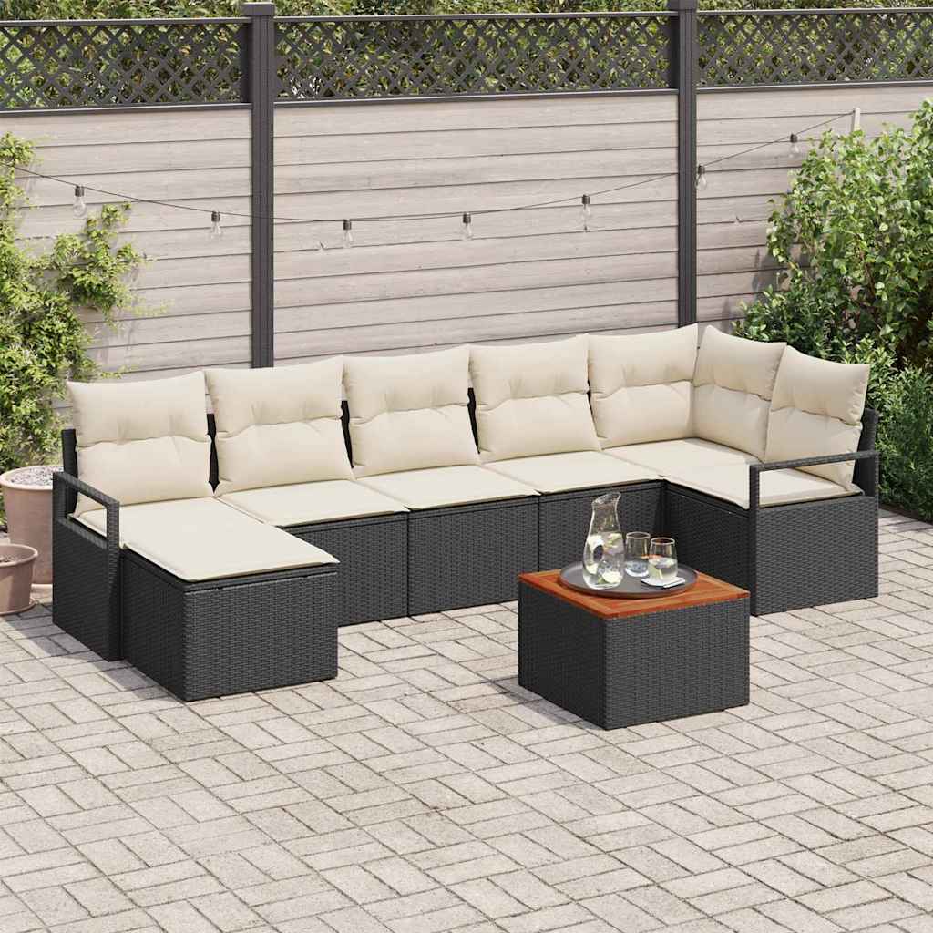 Conjunto de sofás de jardín 8 pcs Negro ratán sintético
