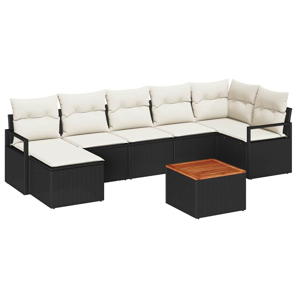 Conjunto de sofás de jardín 8 pcs Negro ratán sintético