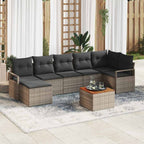 Conjunto de sofás de jardín 8 pcs Gris ratán sintético