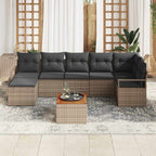 Conjunto de sofás de jardín 8 pcs Gris ratán sintético