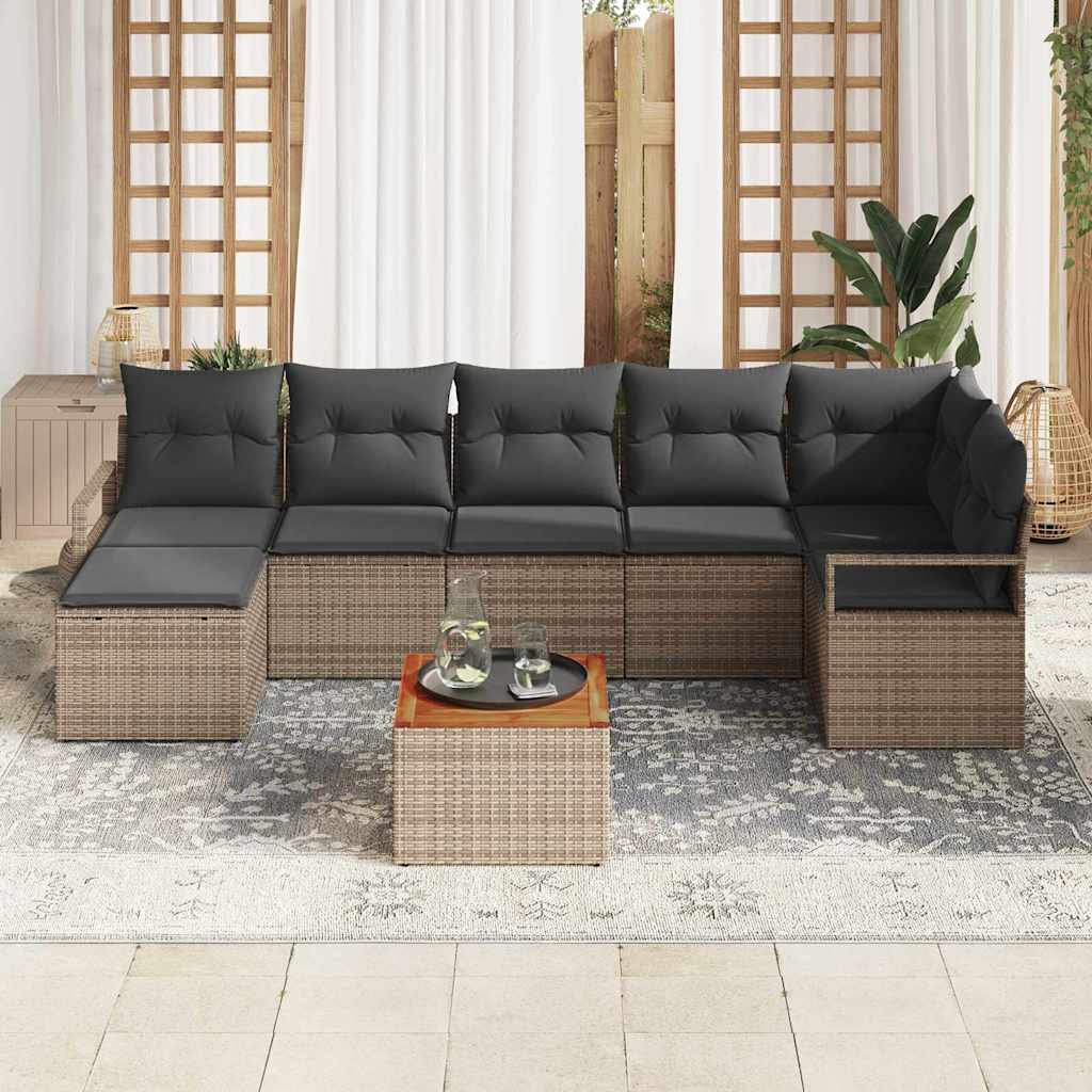 Conjunto de sofás de jardín 8 pcs Gris ratán sintético