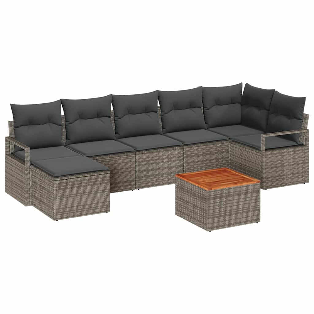 Conjunto de sofás de jardín 8 pcs Gris ratán sintético