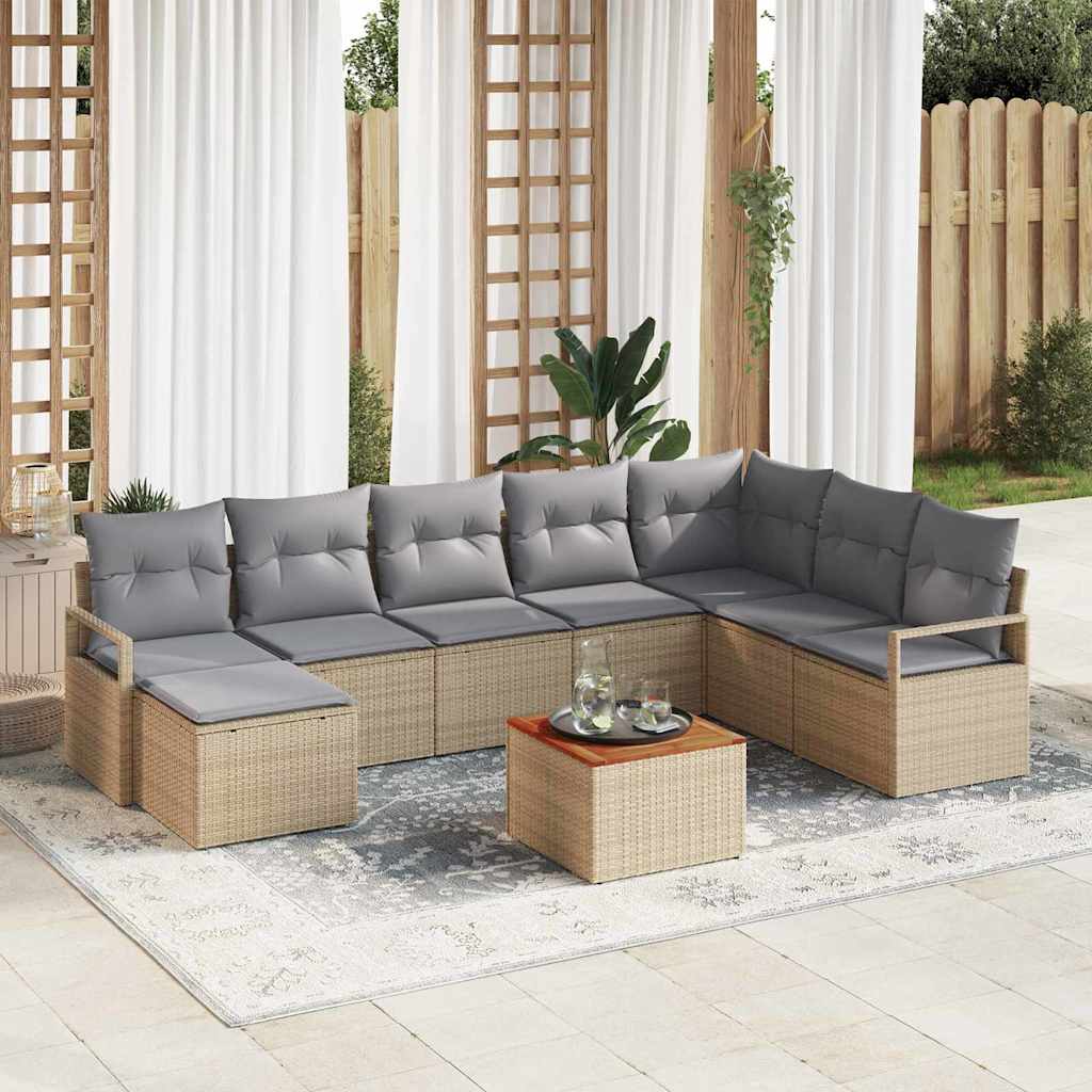 Conjunto de sofás de jardín 8 pcs Beige ratán sintético