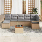 Conjunto de sofás de jardín 8 pcs Beige ratán sintético