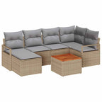 Conjunto de sofás de jardín 8 pcs Beige ratán sintético