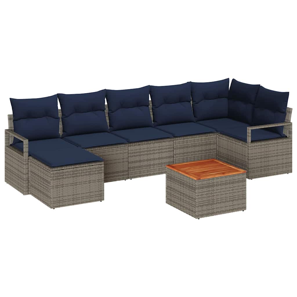 Conjunto de sofás de jardín 8 pcs Gris ratán sintético