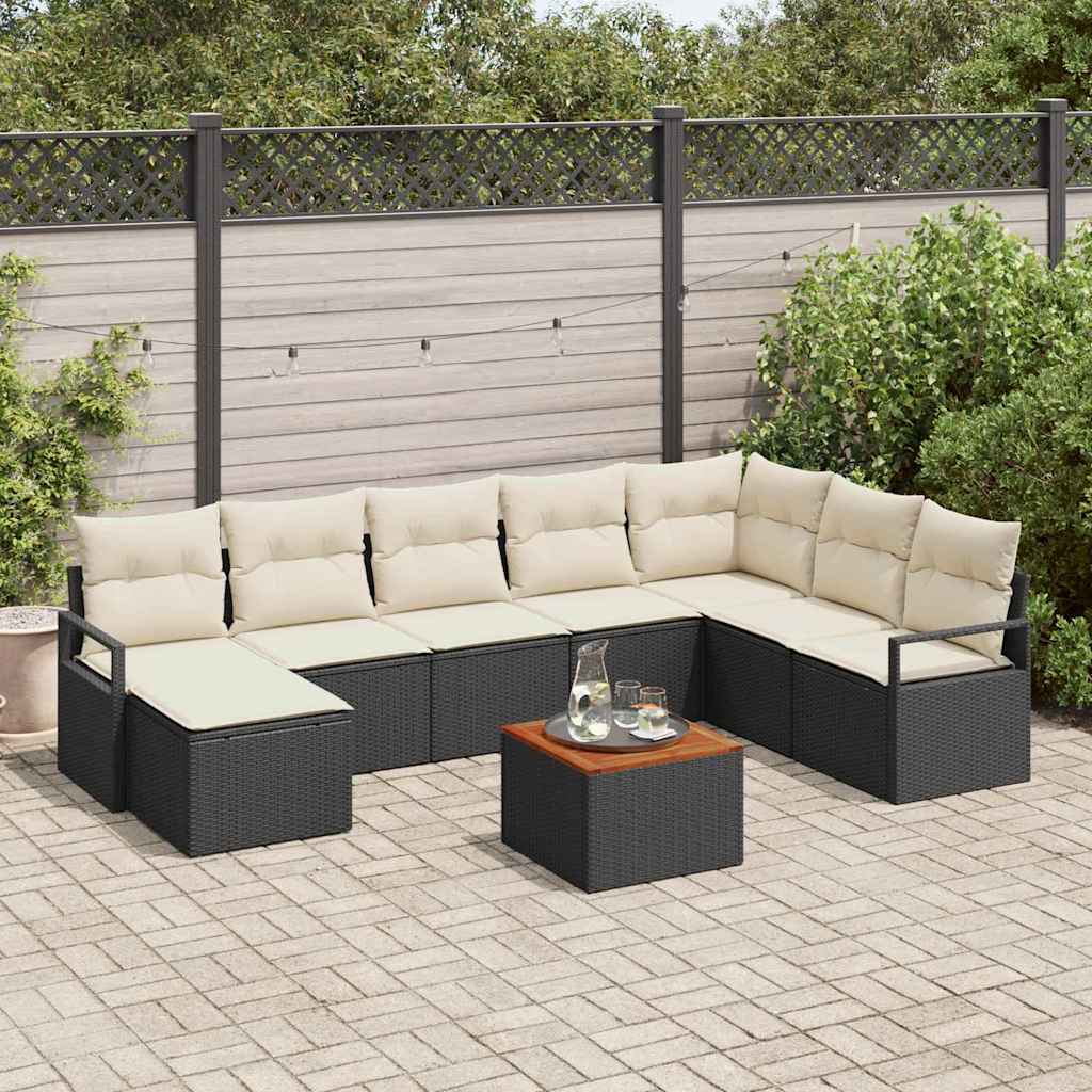Conjunto de sofás de jardín 9 pcs Gris ratán sintético