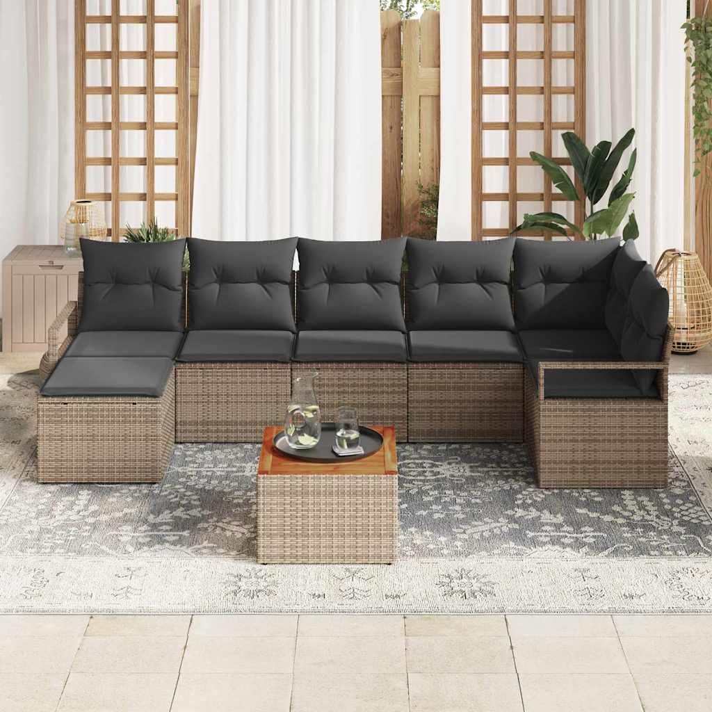 Conjunto de sofás de jardín 9 pcs Gris ratán sintético