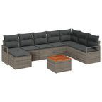 Conjunto de sofás de jardín 9 pcs Gris ratán sintético