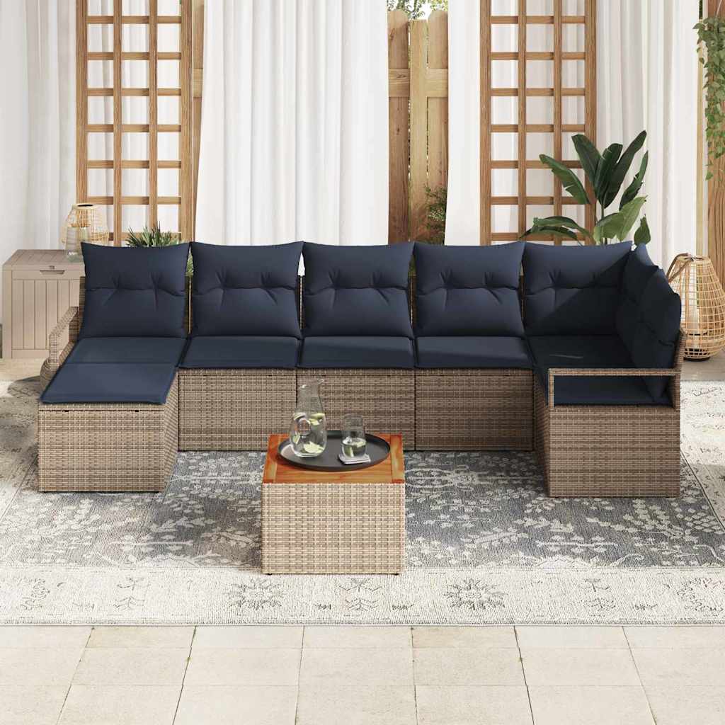 Conjunto de sofás de jardín 9 pcs Gris ratán sintético