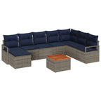 Conjunto de sofás de jardín 9 pcs Gris ratán sintético
