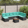 Conjunto de sofás de jardín 9 pcs Negro ratán sintético