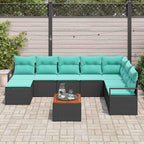 Conjunto de sofás de jardín 9 pcs Negro ratán sintético