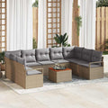 Conjunto de sofás de jardín 10 pcs Beige ratán sintético