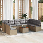 Conjunto de sofás de jardín 10 pcs Beige ratán sintético