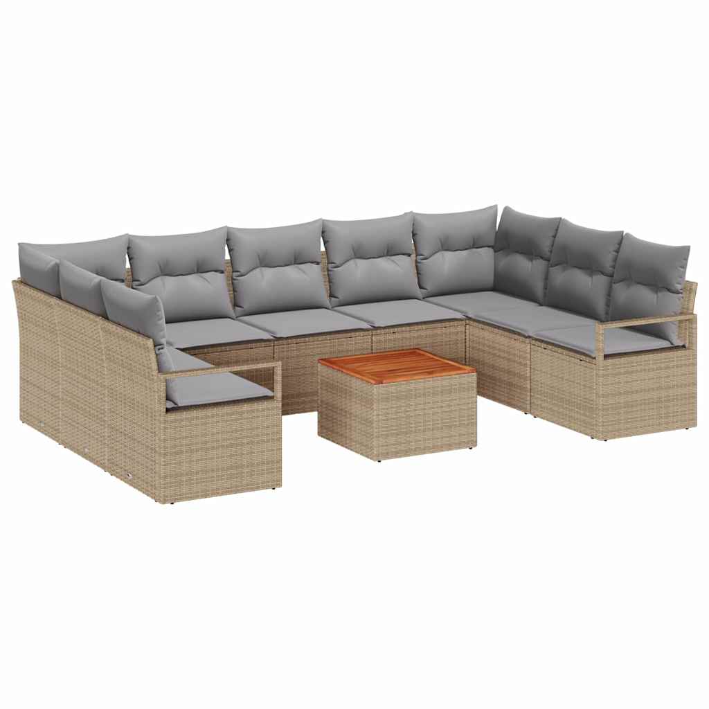 Conjunto de sofás de jardín 10 pcs Beige ratán sintético