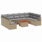 Conjunto de sofás de jardín 10 pcs Beige ratán sintético
