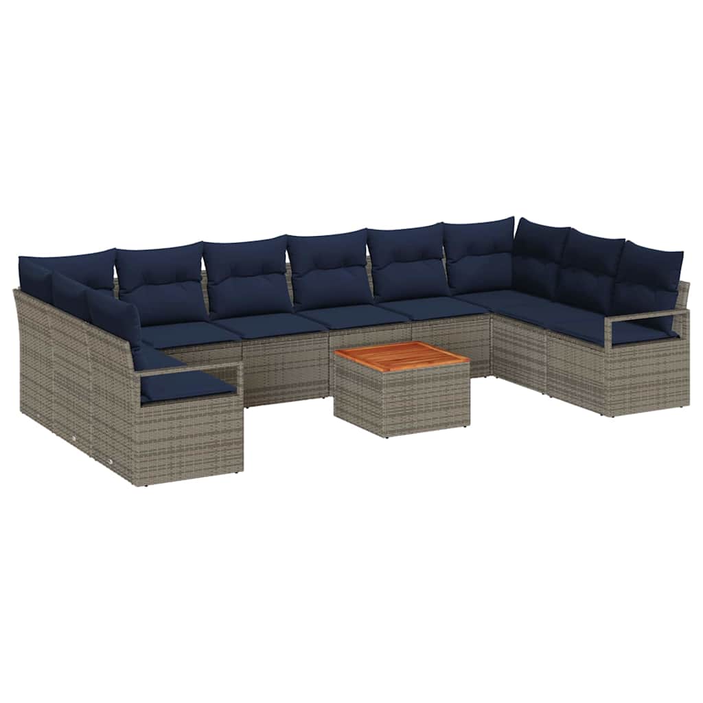 Conjunto de sofás de jardín 11 pcs Gris ratán sintético