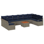 Conjunto de sofás de jardín 11 pcs Gris ratán sintético