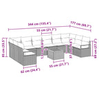 Conjunto de sofás de jardín 11 pcs Gris ratán sintético