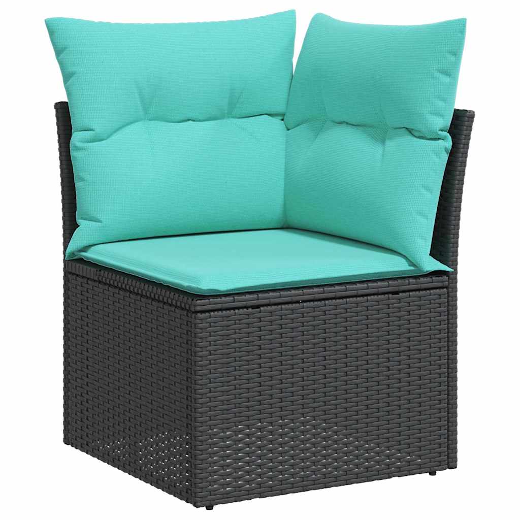 Conjunto de sofás de jardín 11 pcs Negro ratán sintético