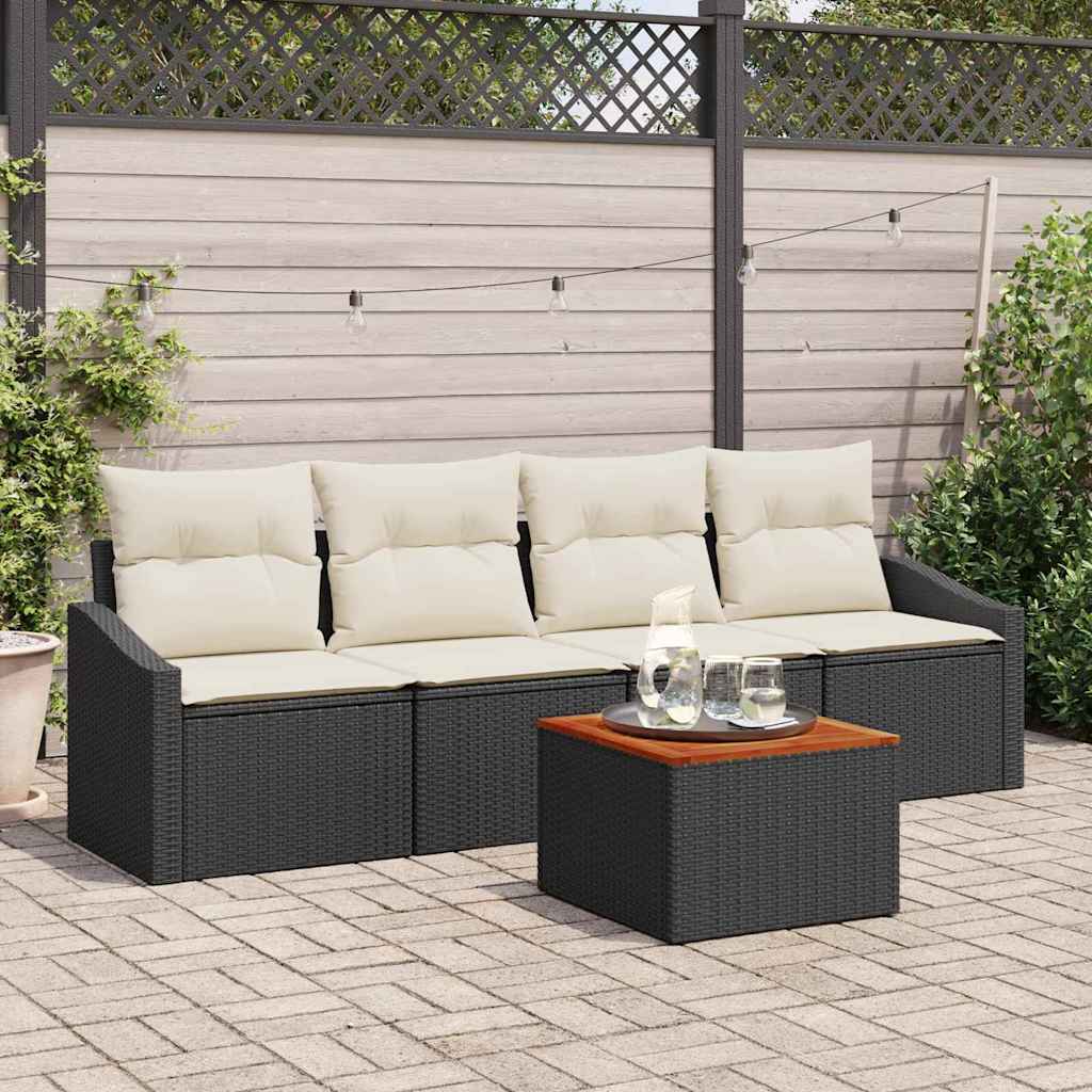 Conjunto de sofás de jardín 5 pcs Beige ratán sintético