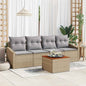 Conjunto de sofás de jardín 5 pcs Beige ratán sintético